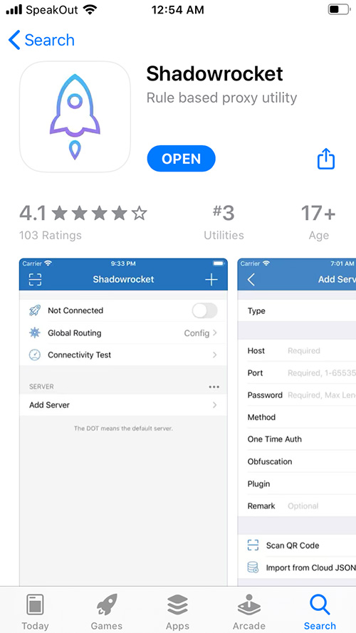 Shadowrocket download page