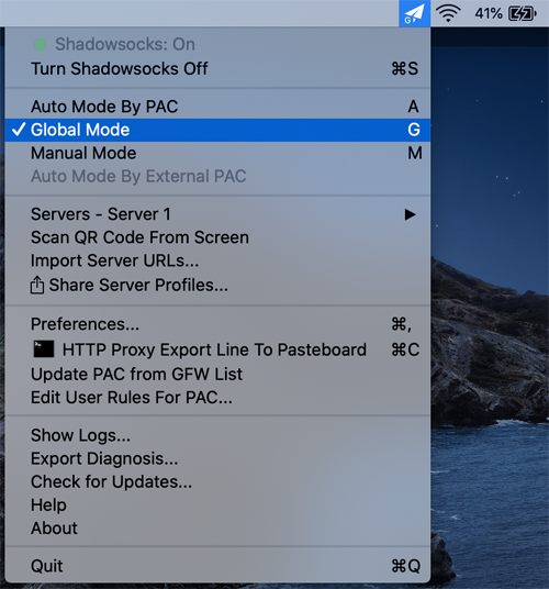 Switch to global mode